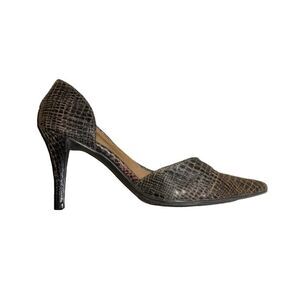 New York Transit Snakeskin Pointed Toe Cutout D’orsay Heels Vintage Glam Pumps